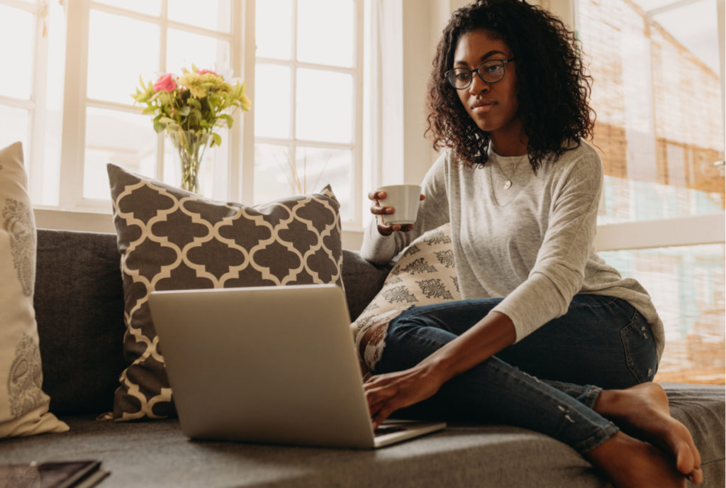 Woman business owner working from home on the computer